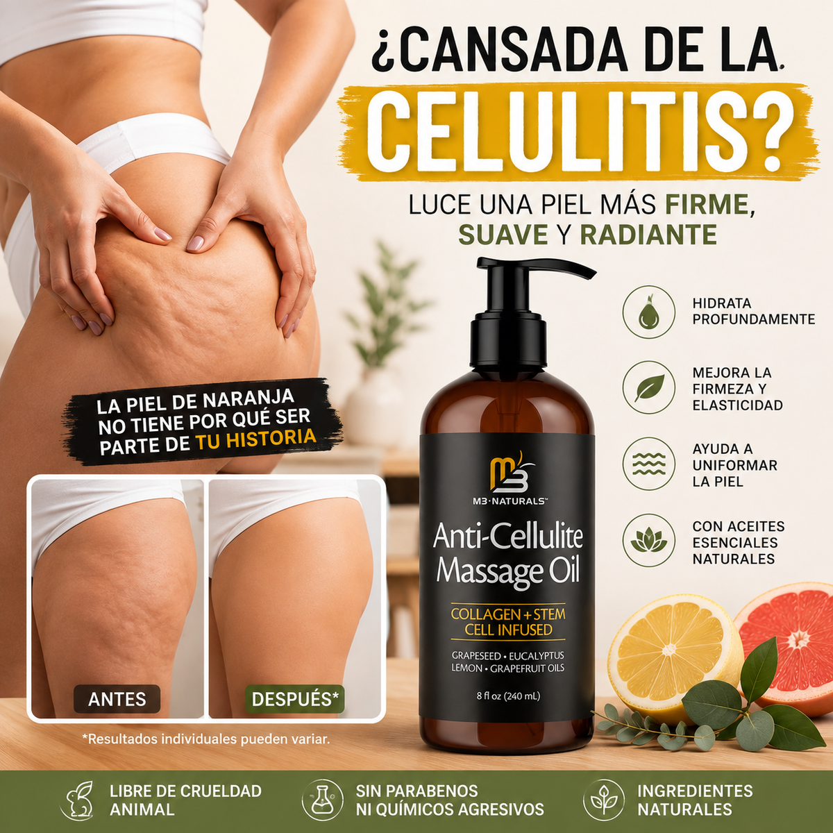 M3 Naturals | Anti-Cellulite Masagge Oil 240ml