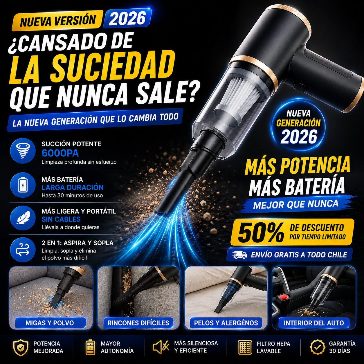 TurvoVac | Aspiradora portátil Profesional