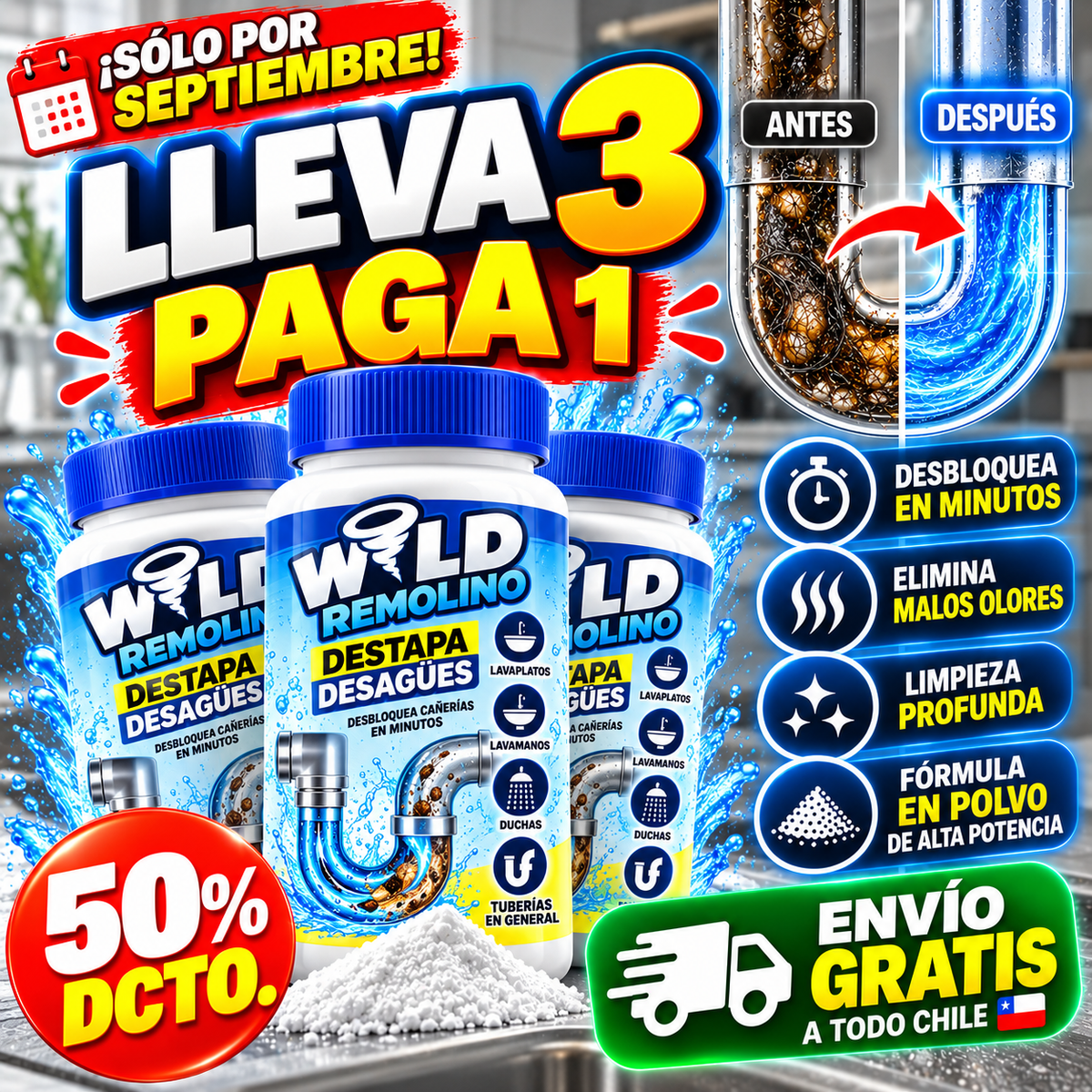 Wild Remolino destapa Cañerías