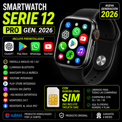 Reloj Smartwatch Serie 12 PRO GEN. 2026