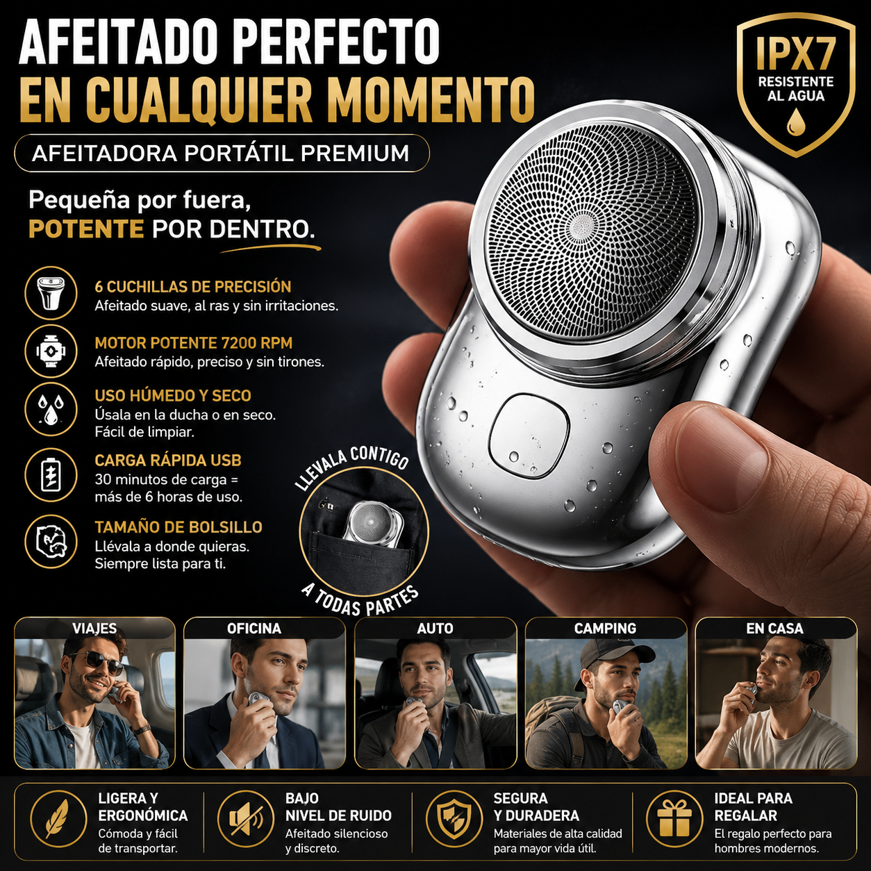 Mini Afeitadora Portátil Recargable