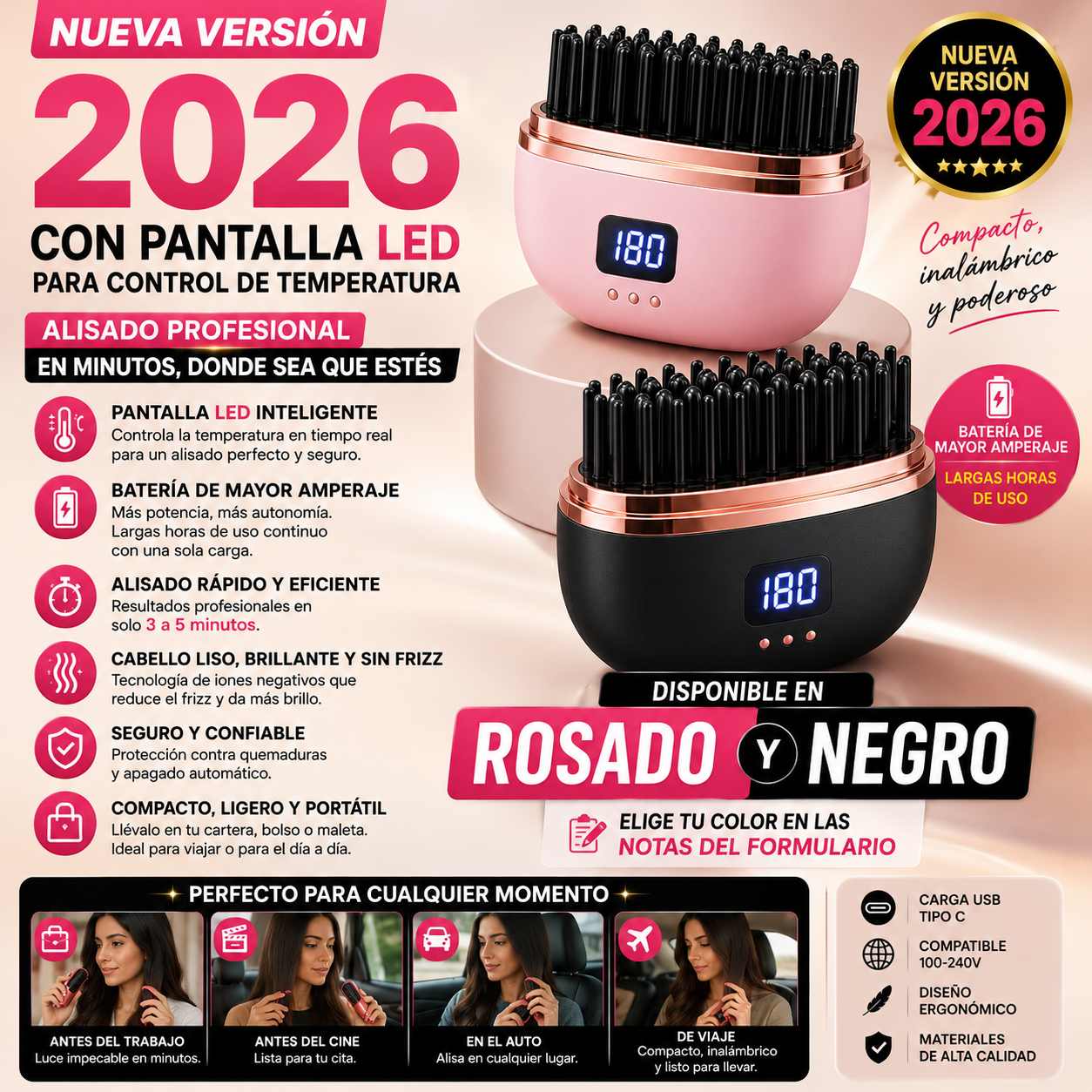 LissPro™ – Peine Alisador profesional Portátil