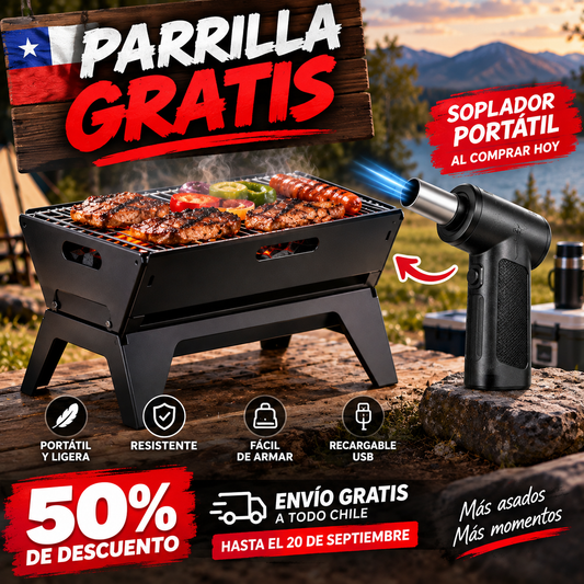 Pack 18 Parrilla BBQ + Soplador Turbo USB