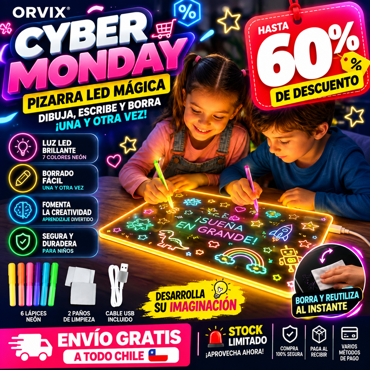 LumiSketch™ Pizarra Mágica  Ilumina la creatividad de tus pequeños artistas