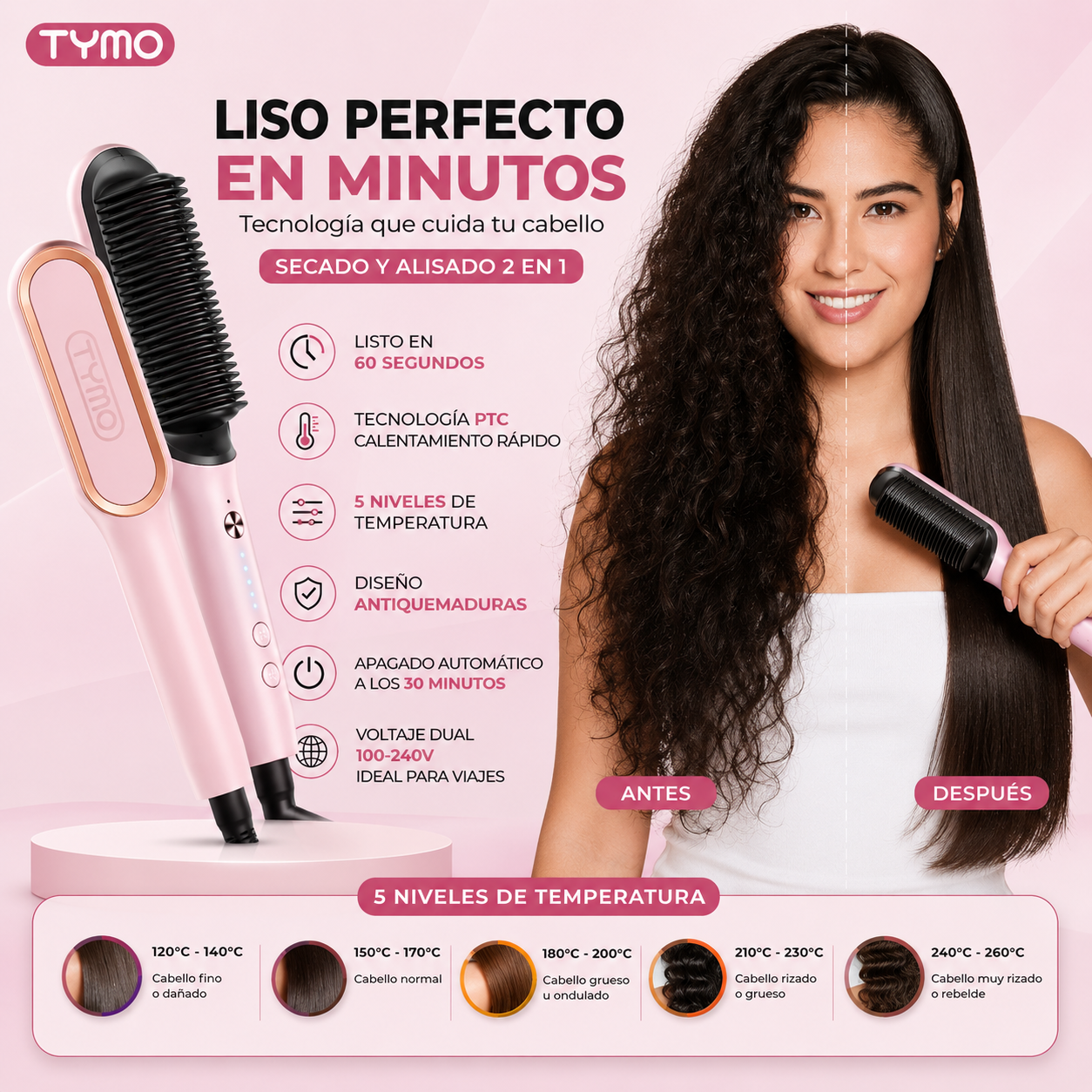 TYMO | Peine Alisador Profesional
